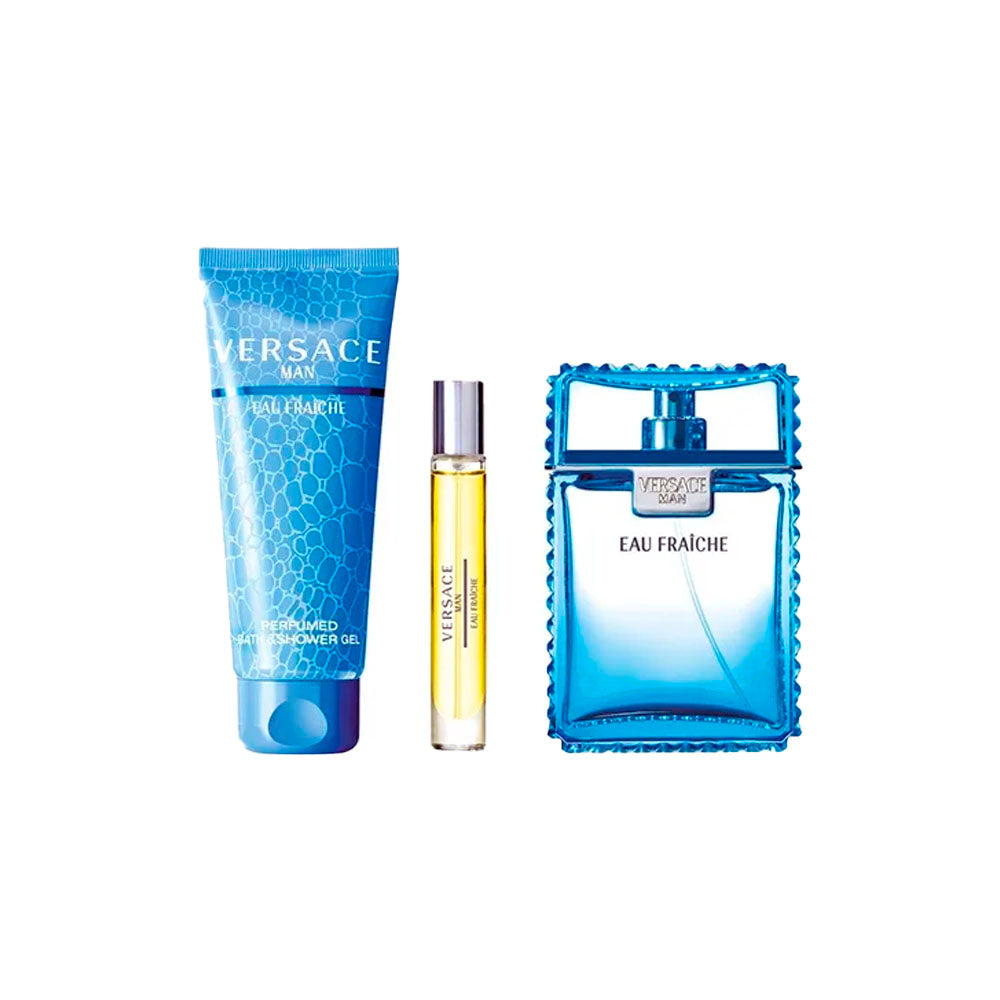 VERSACE EAU FRAICHE 3.4 OZ/100ML MEN'S EAU DE TOILETTE + 5.0 OZ/150ML SHOWER GEL GIFT SET