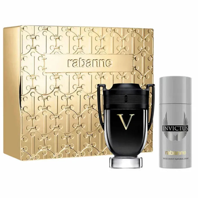PACO RABANNE INVICTUS VICTORY 3.4 OZ/100ML MEN'S EAU DE PARFUM + 5.0 OZ/150ML DEO SPRAY GIFT SET